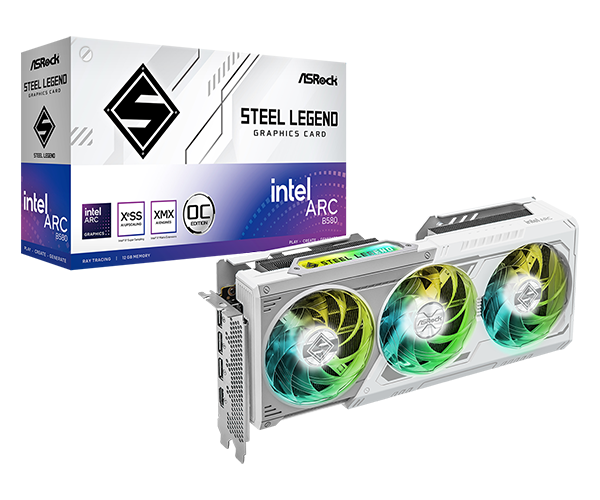 Graphics Card - ASRock Arc B580 Steel Legend 12GB OC White